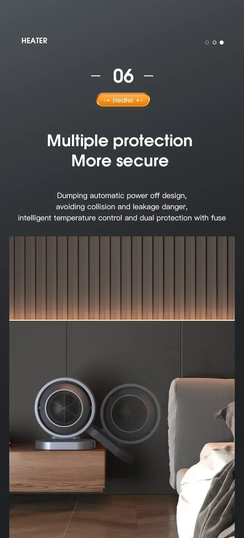 380W Portable Electric Heater Desktop Fan Stove Warm Air Blower Mini Radiator Home Office Room Warmer for Winter Low Consumption