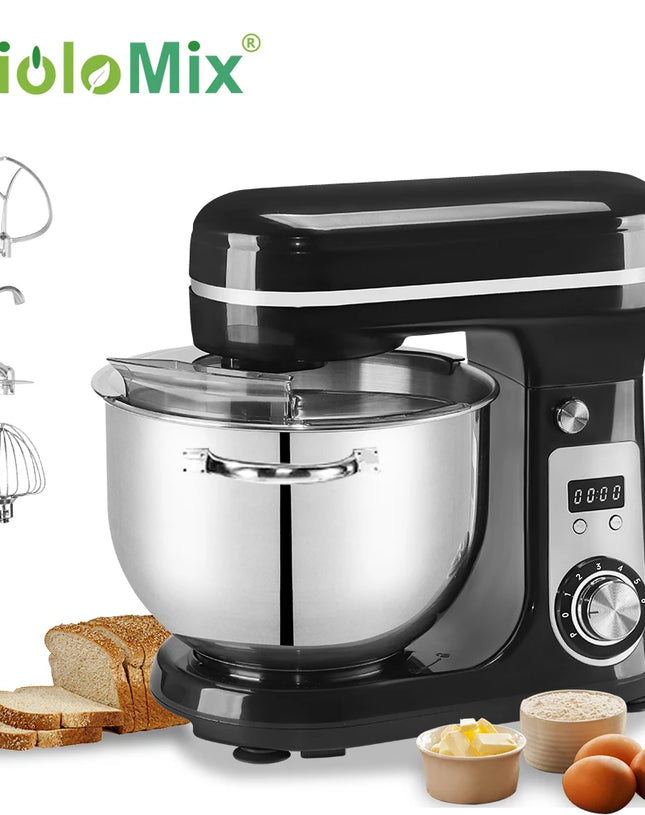 BioloMix Kitchen Food Stand Mixer, Blender, Quiet Motor, Cream Egg Whisk, Whip Dough Kneader, 6-Speed, 1200 W, 6 L, DC
