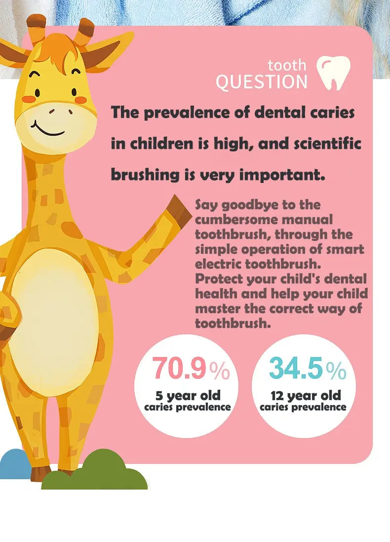 Kids Cartoon Electric Toothbrush Sonic Electric Toothbrushes for Children with 5 Replacement Heads Battery Children's Toothbrush