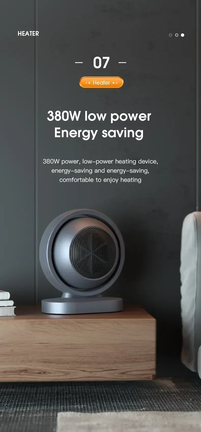 380W Portable Electric Heater Desktop Fan Stove Warm Air Blower Mini Radiator Home Office Room Warmer for Winter Low Consumption