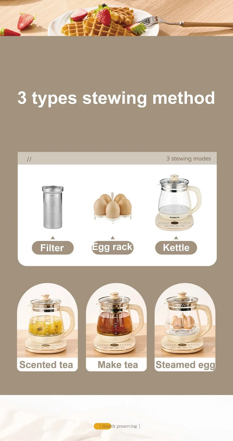 220V Health Pot Household Multifunctional Glass Electric Kettle Flower Teapot Tea Pot 1.8L
