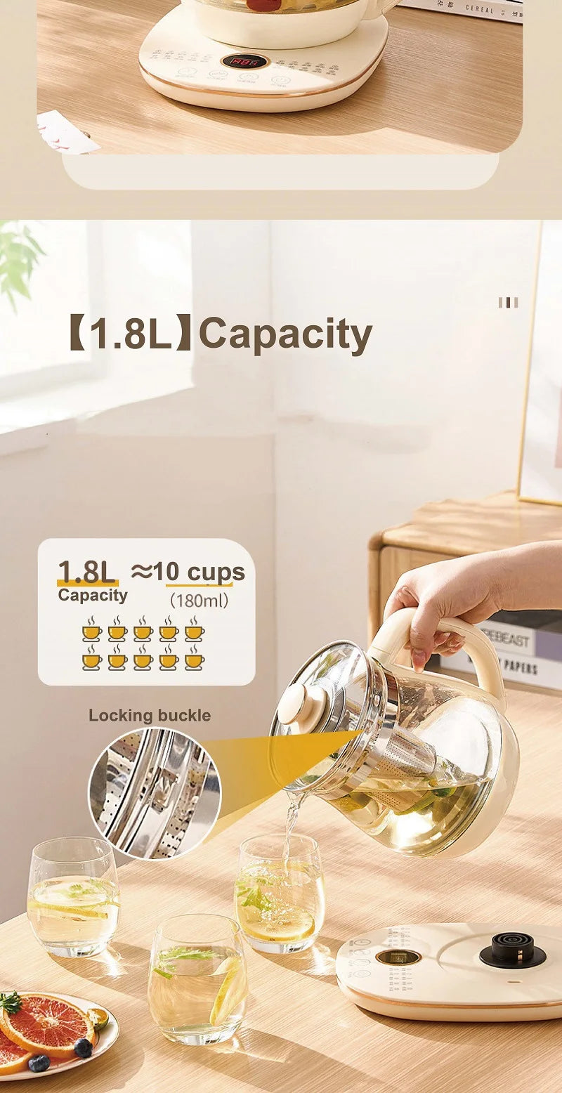 220V Health Pot Household Multifunctional Glass Electric Kettle Flower Teapot Tea Pot 1.8L