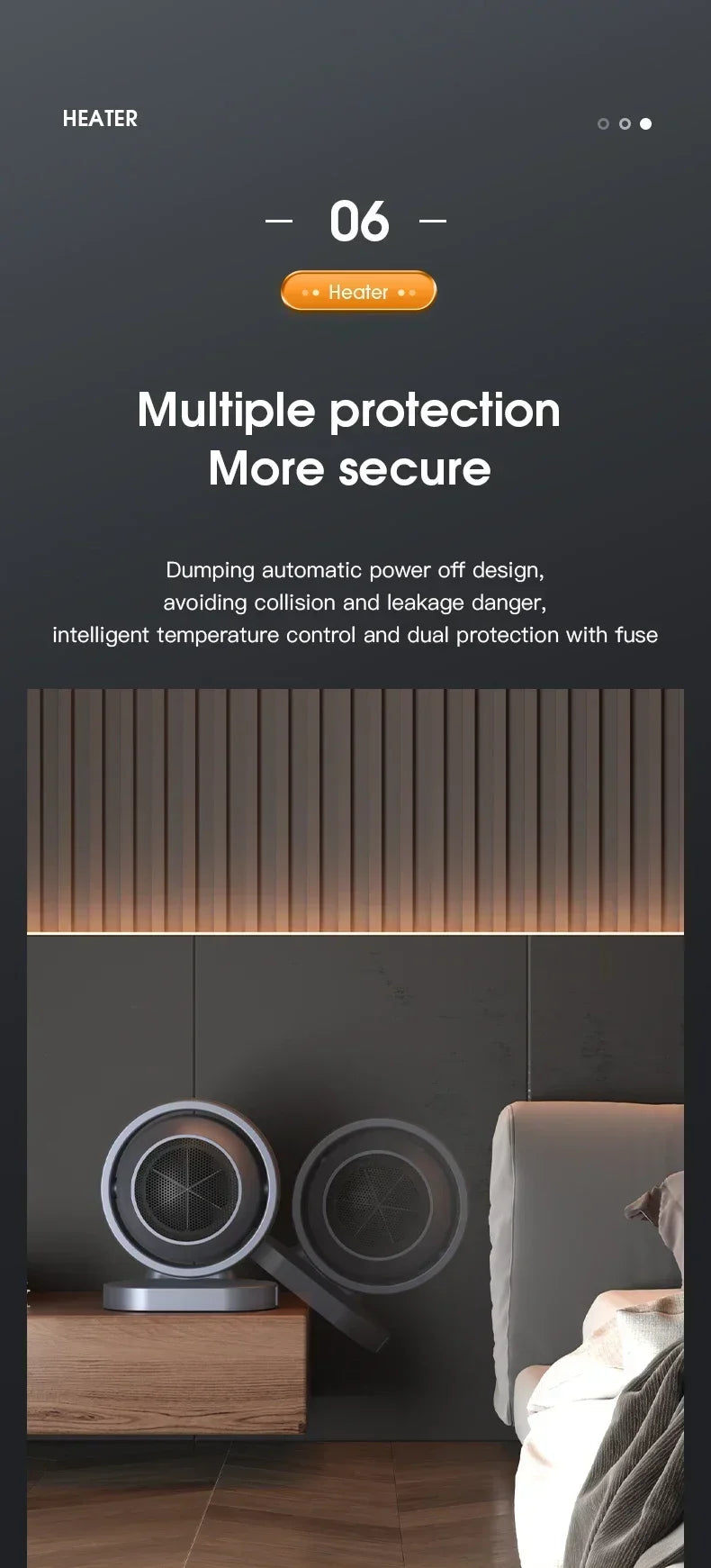 380W Portable Electric Heater Desktop Fan Stove Warm Air Blower Mini Radiator Home Office Room Warmer for Winter Low Consumption