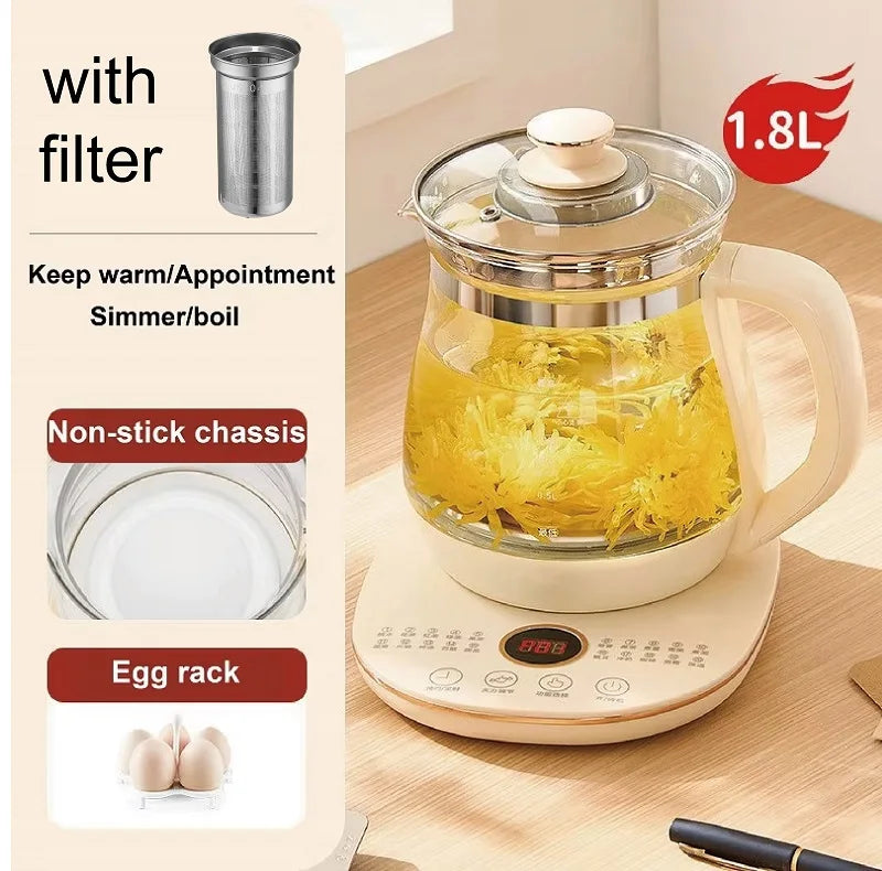 220V Health Pot Household Multifunctional Glass Electric Kettle Flower Teapot Tea Pot 1.8L