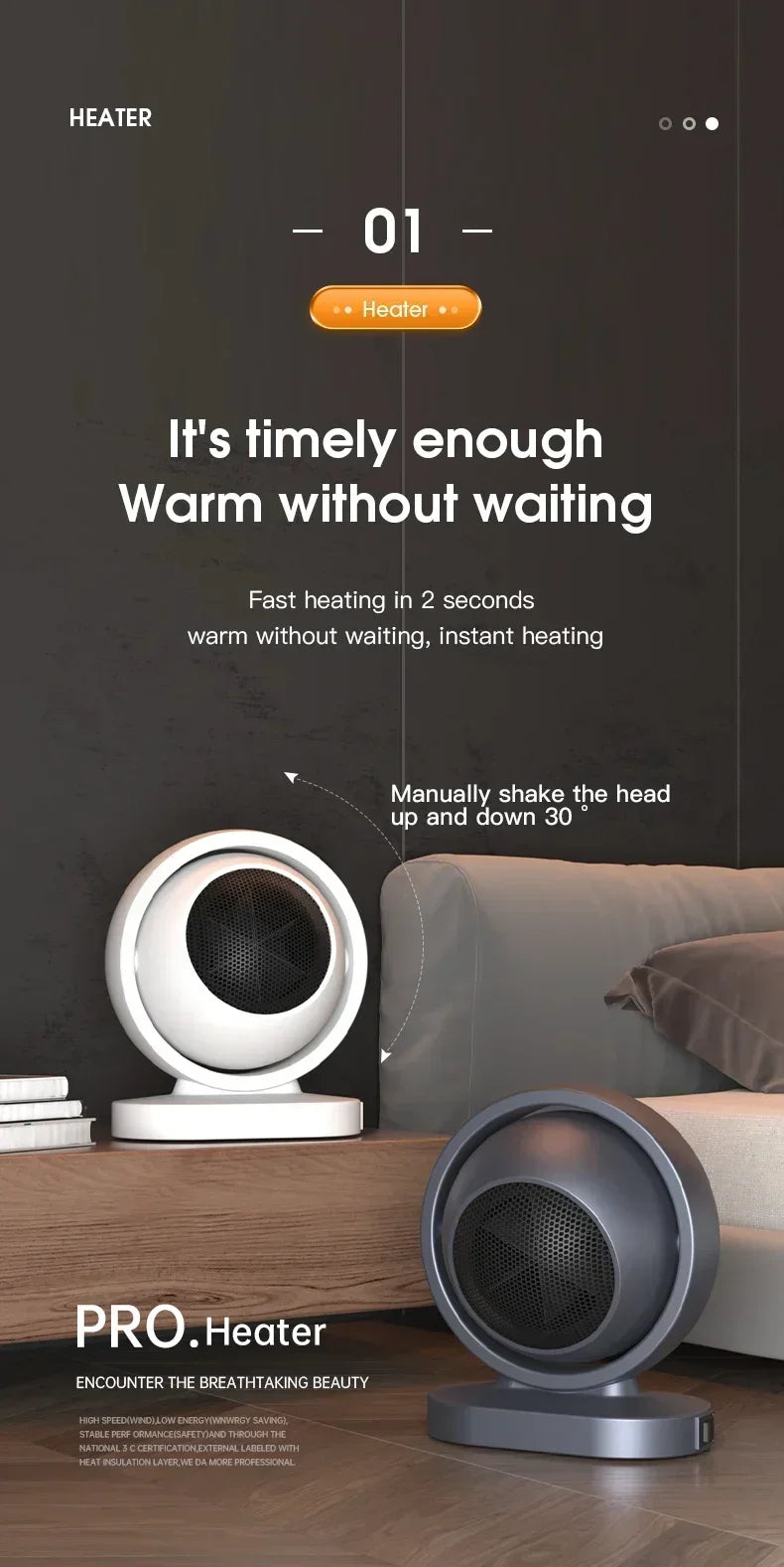 380W Portable Electric Heater Desktop Fan Stove Warm Air Blower Mini Radiator Home Office Room Warmer for Winter Low Consumption
