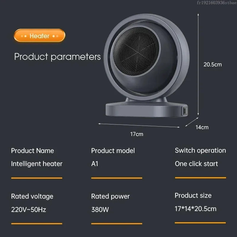380W Portable Electric Heater Desktop Fan Stove Warm Air Blower Mini Radiator Home Office Room Warmer for Winter Low Consumption