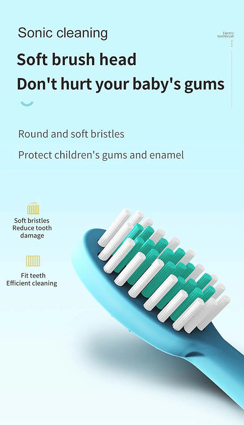 Kids Cartoon Electric Toothbrush Sonic Electric Toothbrushes for Children with 5 Replacement Heads Battery Children's Toothbrush