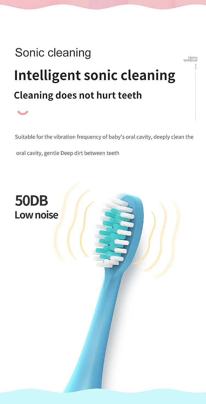 Kids Cartoon Electric Toothbrush Sonic Electric Toothbrushes for Children with 5 Replacement Heads Battery Children's Toothbrush