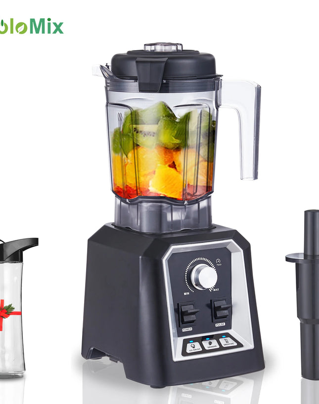 BioloMix Automatic Program Professional Kitchen Smoothie Blender BPA FREE 2L Low-profile Jar Food Mixer Juicer Ice Crusher